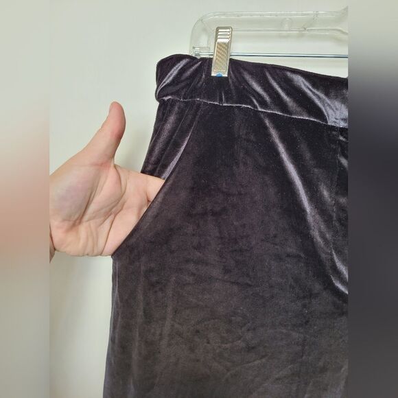 Elaine Kim Black Velvet Pants Straight Leg Trousers Pull On Elastic Waist XL - Picture 5 of 10